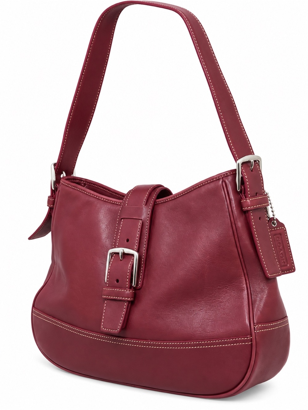 Coach Hamptons / Soho Leather Flap Hobo Bag burgundy